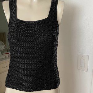 Beaded sleeveless blouse, black, sz Medium